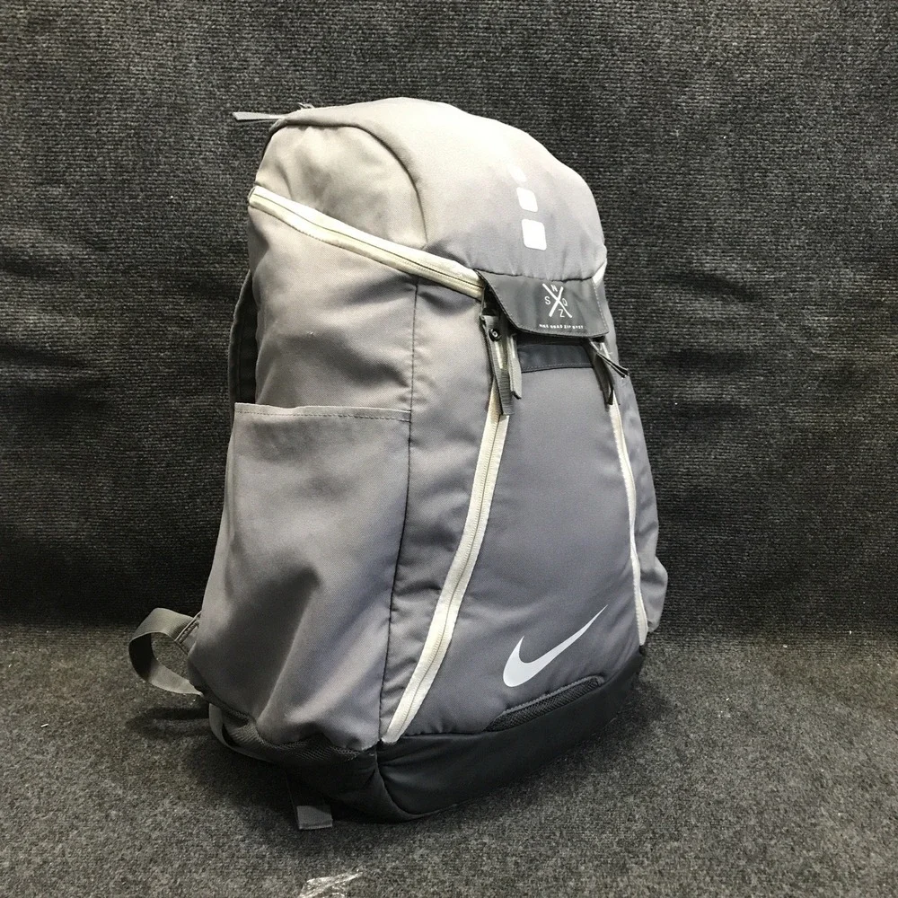 Nike BA5259-041 Hoops Elite Pro Basketball Backpack Gray/Black w/ Nike Quad Zip
